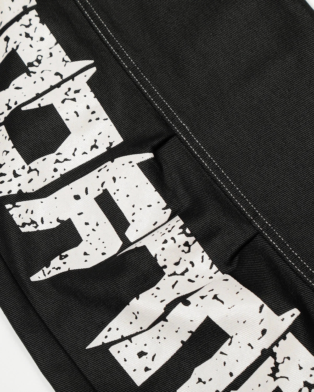 Omygoods Letter Graphic Cargo Barrel Jeans