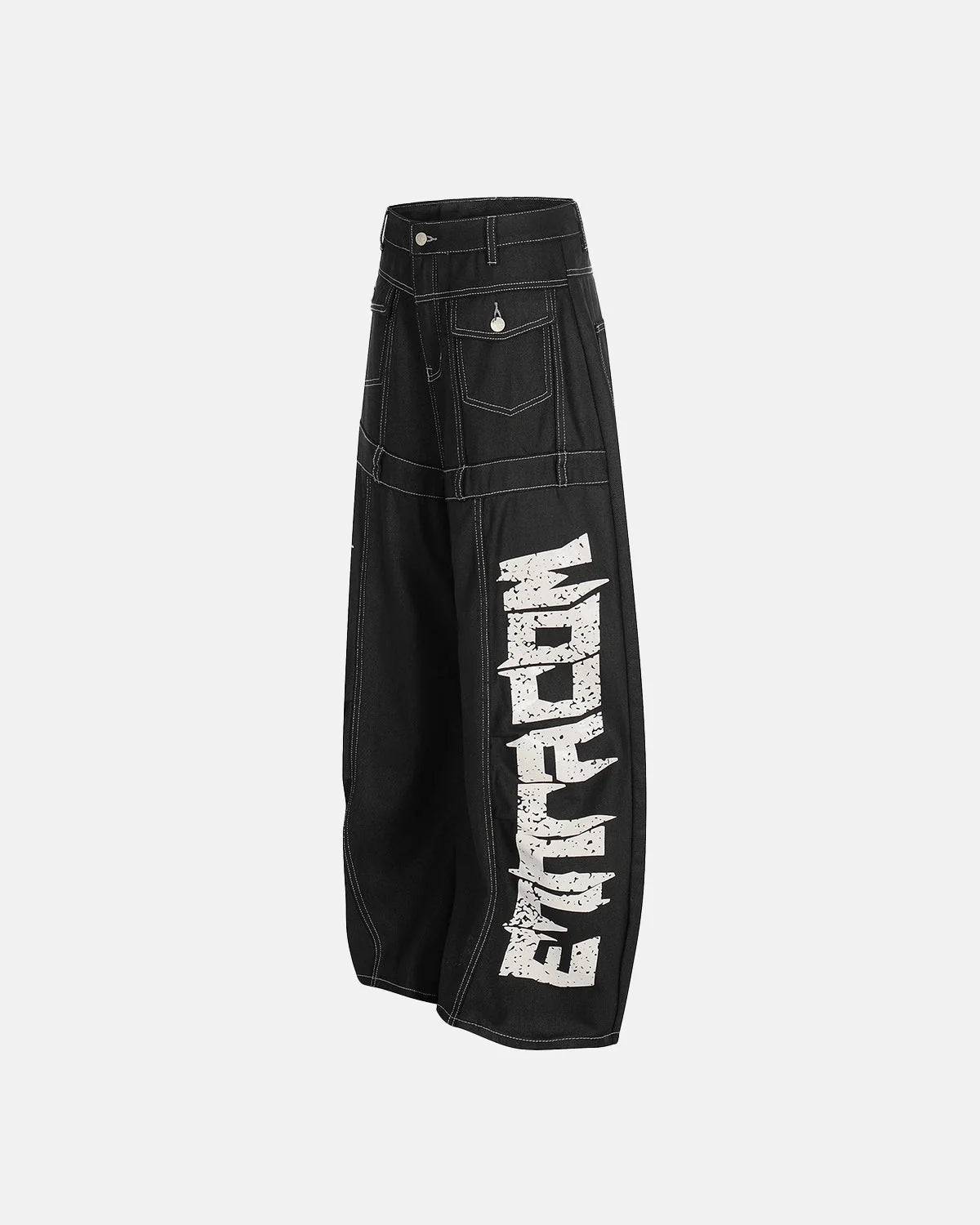 Omygoods Letter Graphic Cargo Barrel Jeans