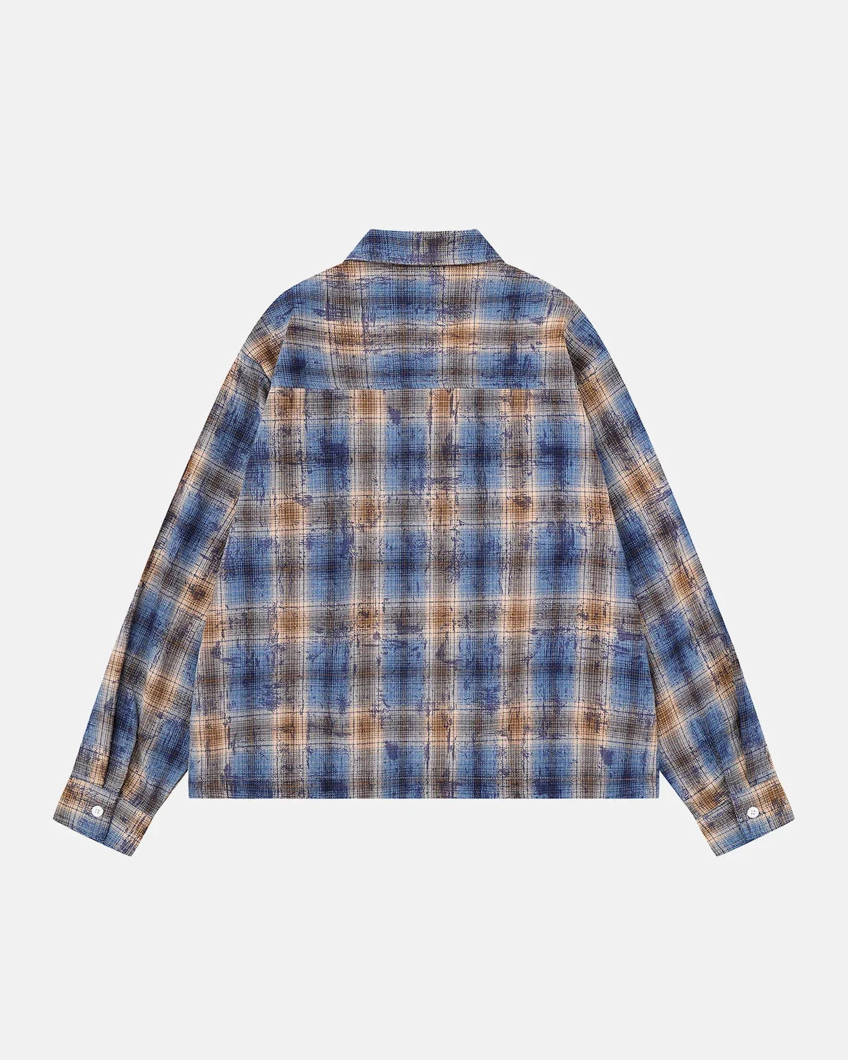 Omygoods Letter Graphic Plaid Long-Sleeve Shirt
