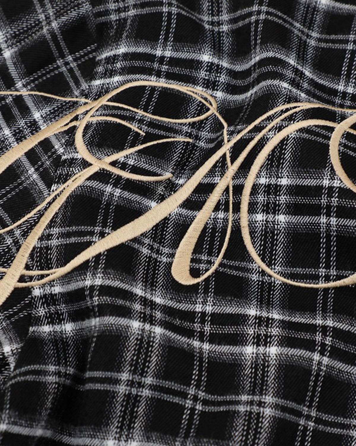 Omygoods Lettering Embroidery Plaid Shirt