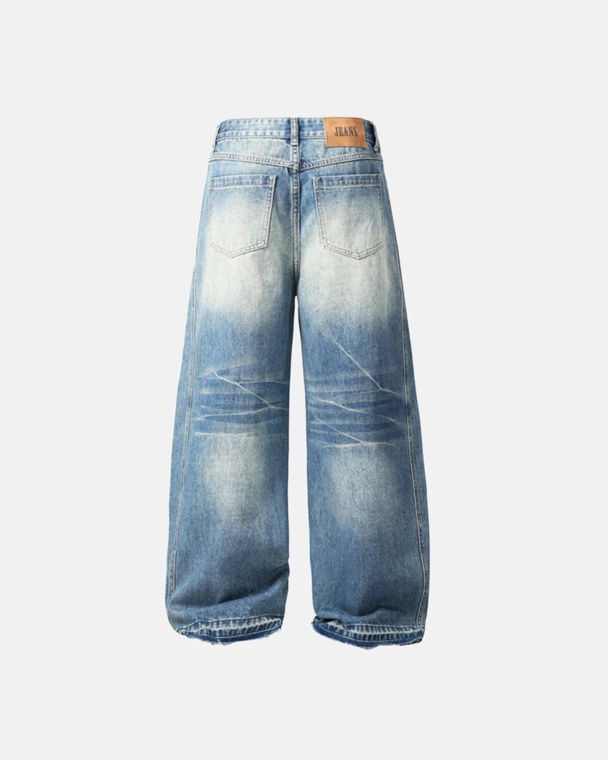 Omygoods Light Wash Curved Seam Baggy Jeans