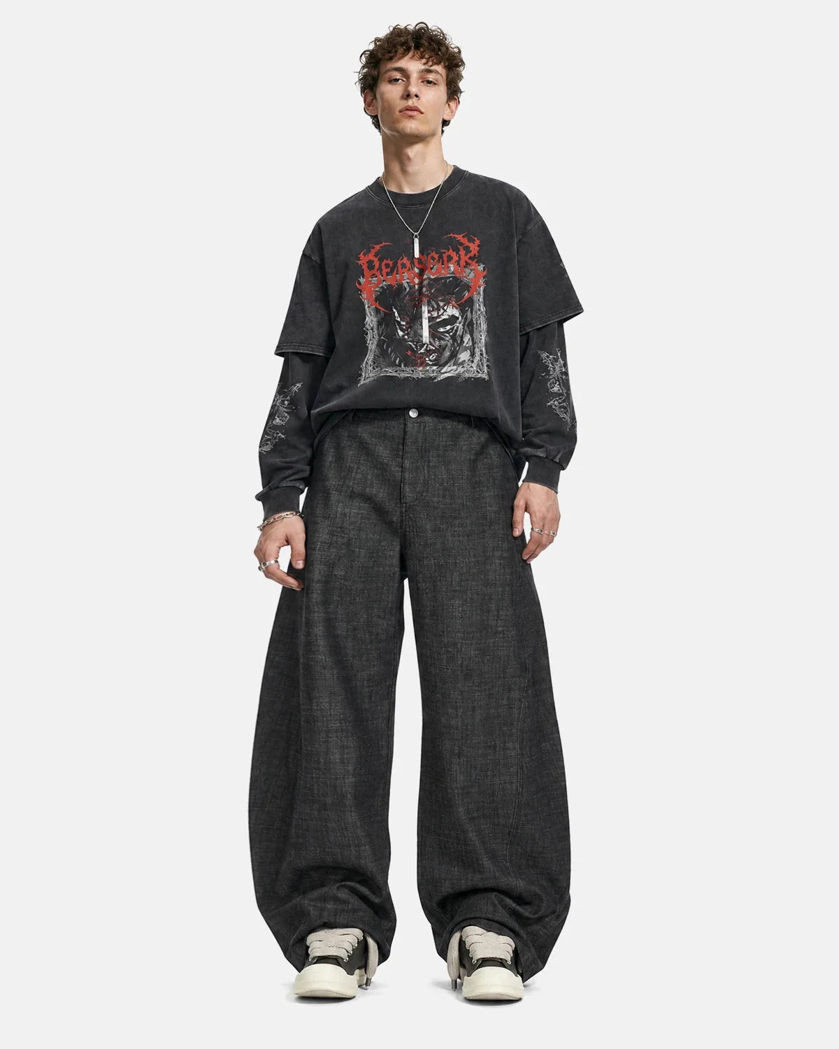 Omygoods Lightweight Raw Barrel Jeans