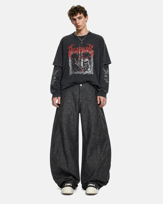Omygoods Lightweight Raw Barrel Jeans
