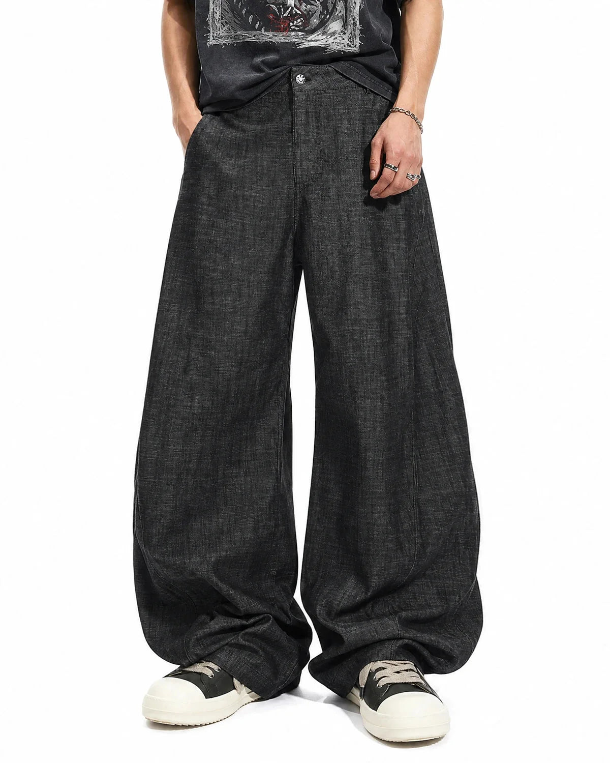 Omygoods Lightweight Raw Barrel Jeans