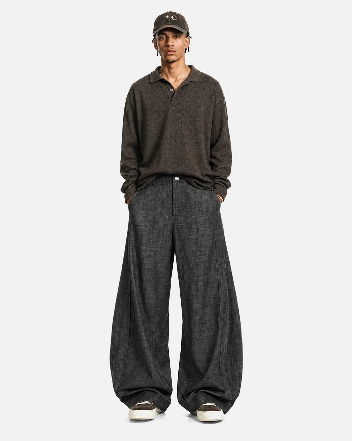 Omygoods Lightweight Structured Barrel Jeans
