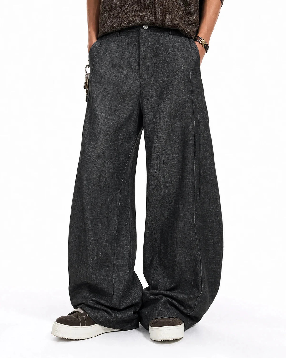 Omygoods Lightweight Structured Barrel Jeans