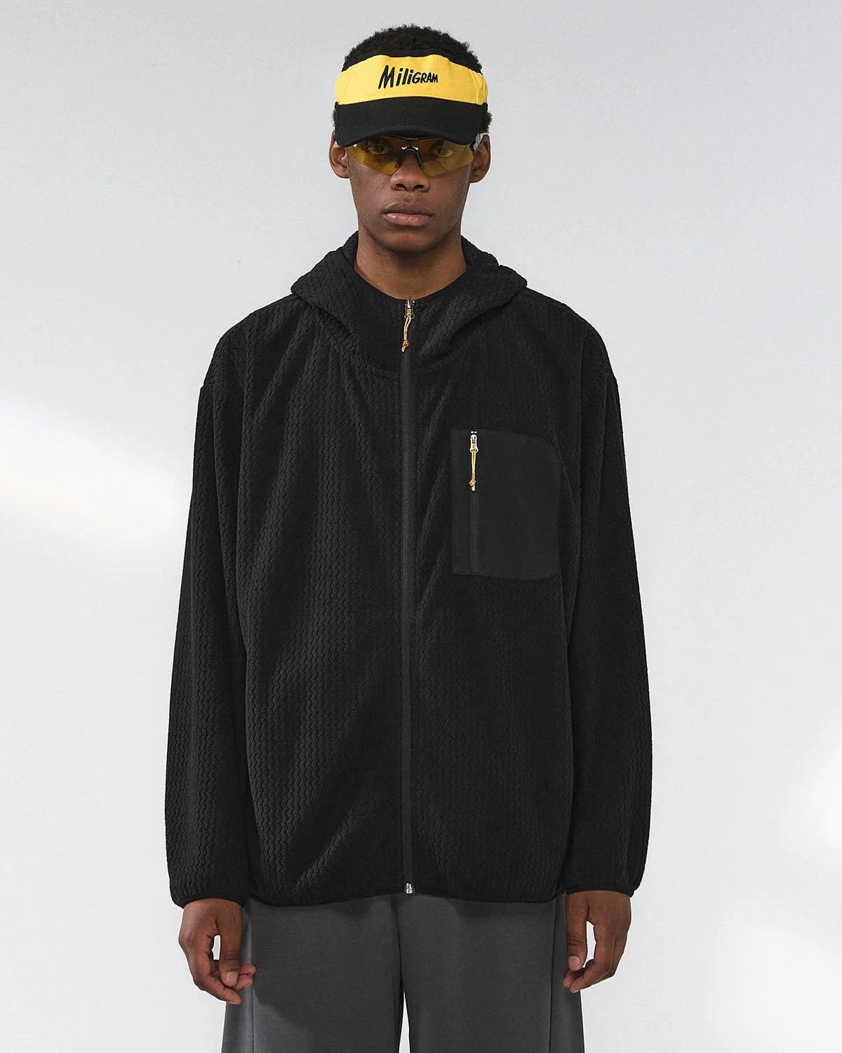 Omygoods Lightweight Wave Fleece Zip Up Jacket