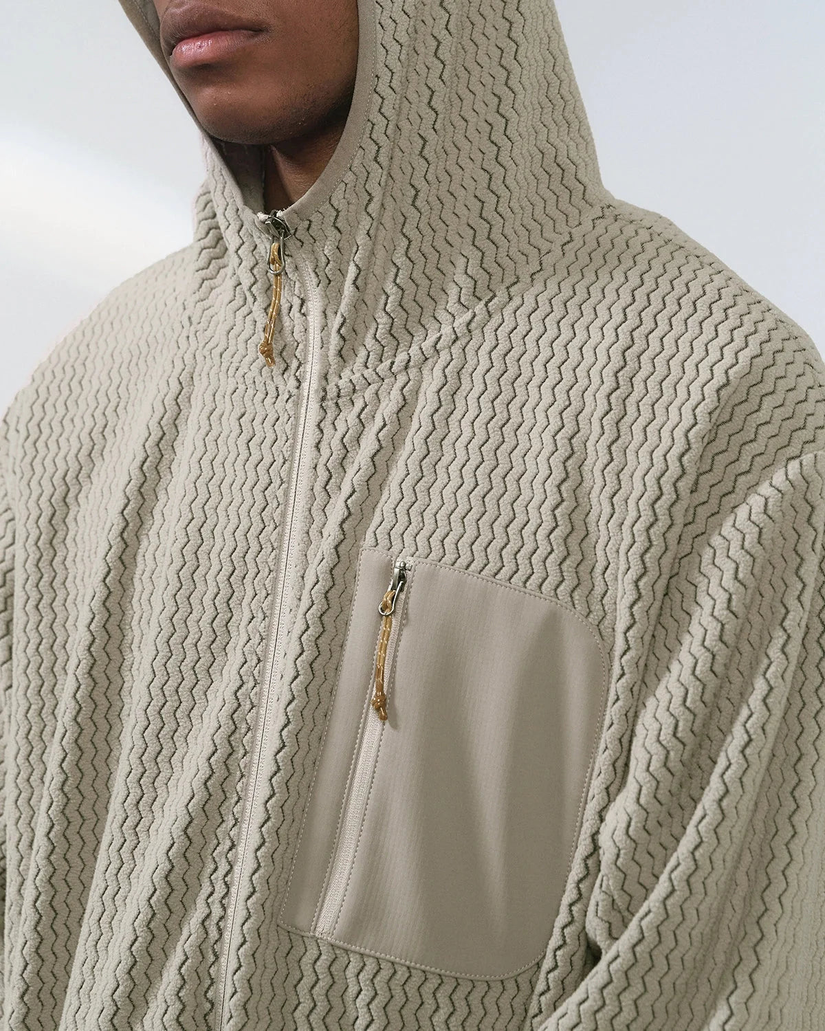 Omygoods Lightweight Wave Fleece Zip Up Jacket