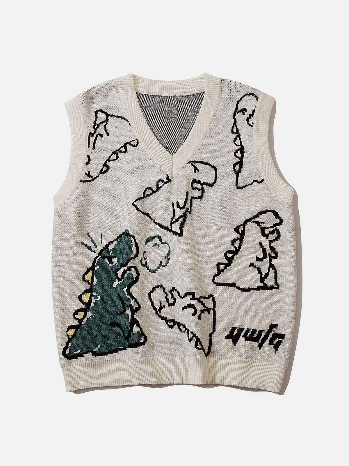Omygoods Little Dinosaur Graphic Sweater Vest