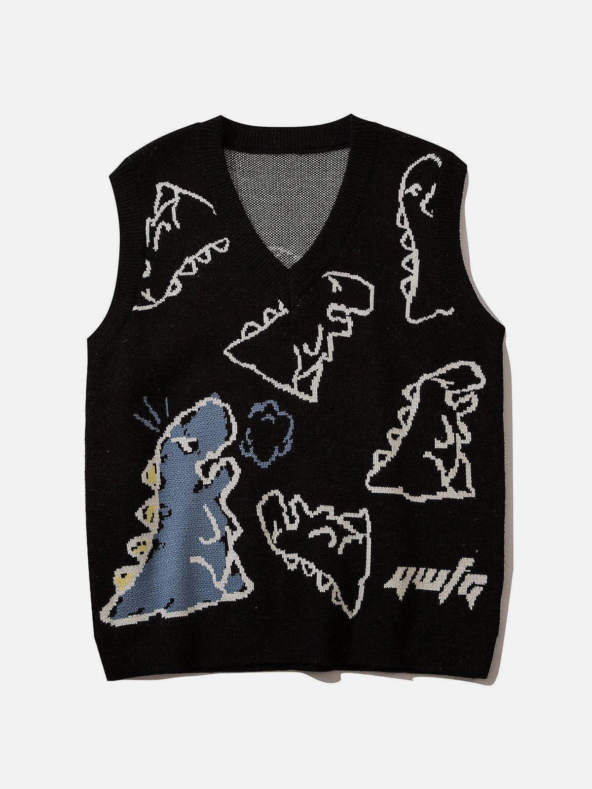 Omygoods Little Dinosaur Graphic Sweater Vest