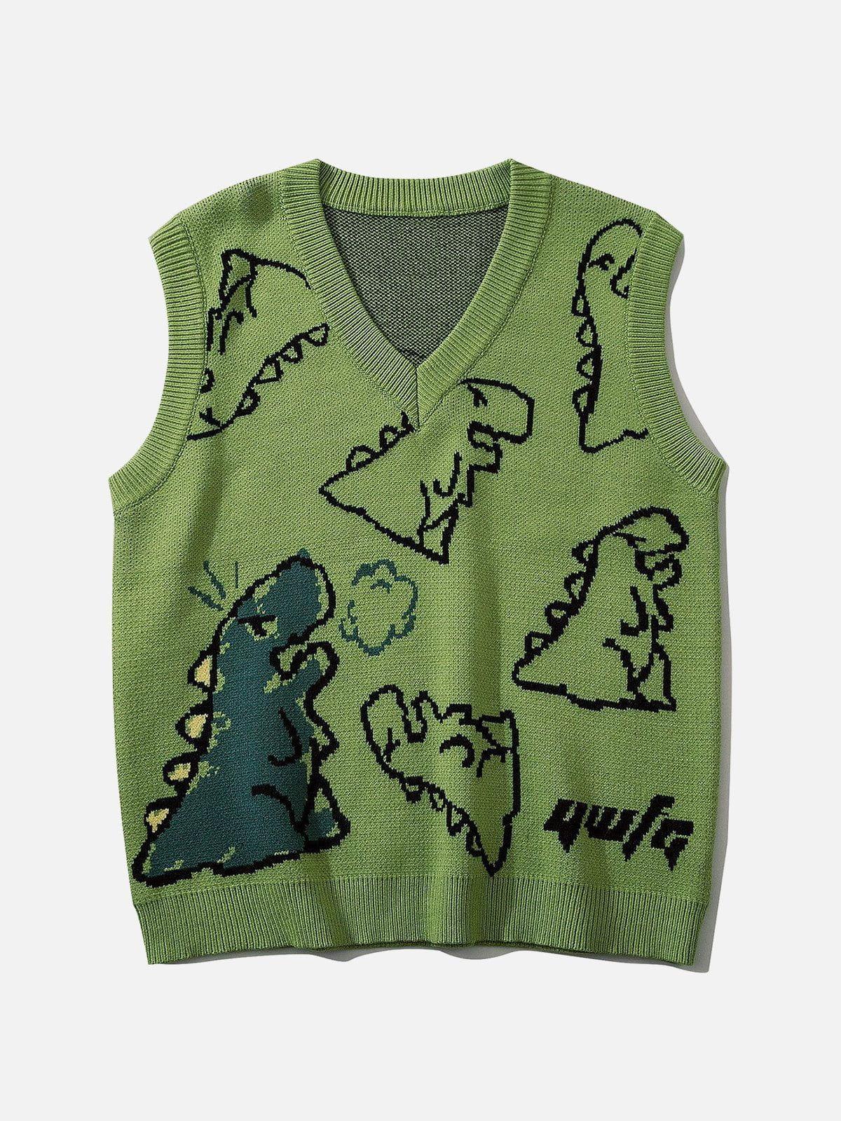 Omygoods Little Dinosaur Graphic Sweater Vest