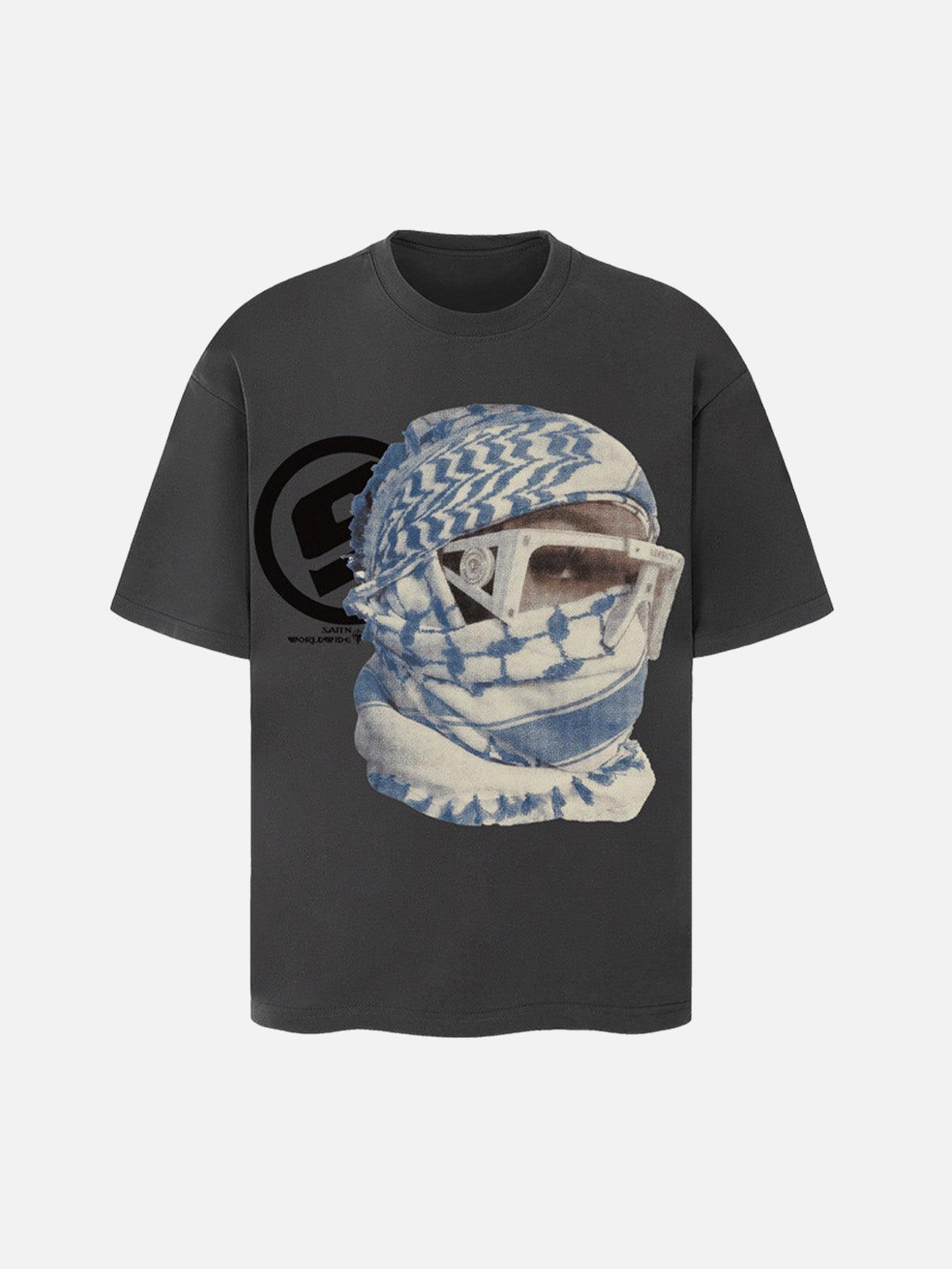 Omygoods Masked Portrait Graphic T-Shirt