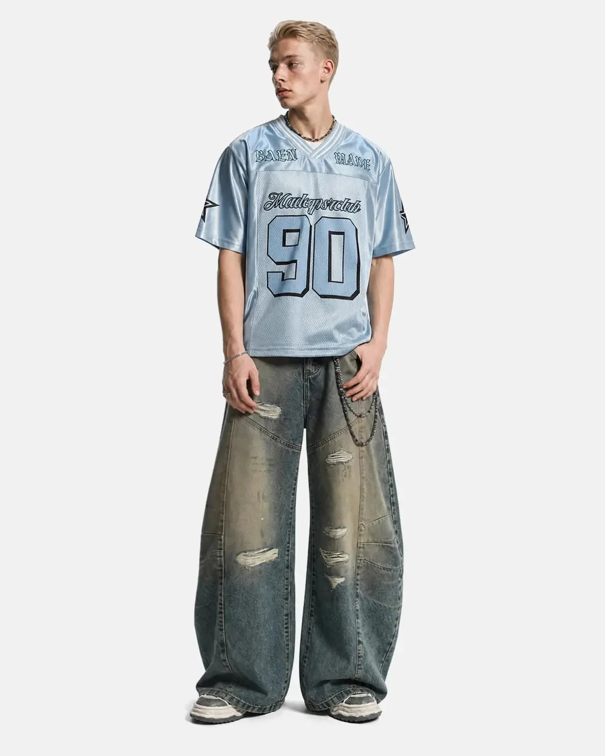 Omygoods Mesh Patchwork Oversized Jersey