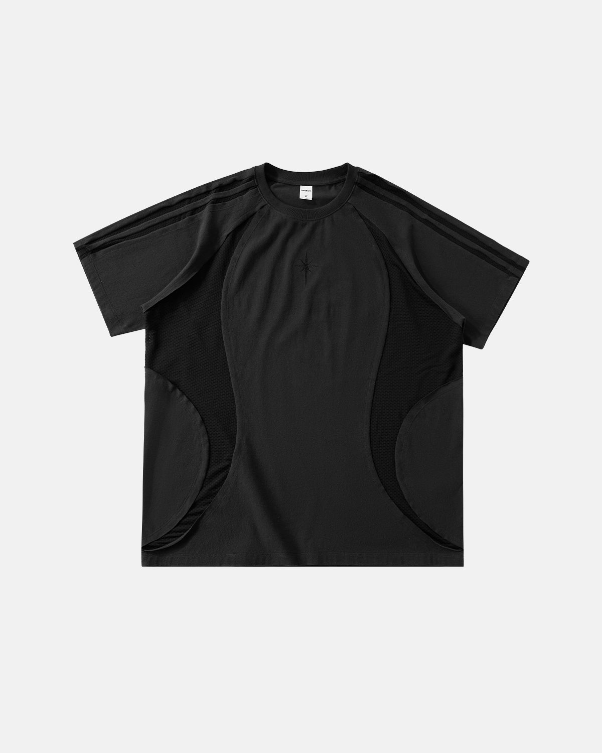 Omygoods Mesh Patchwork Stitching Embroidered T-Shirt