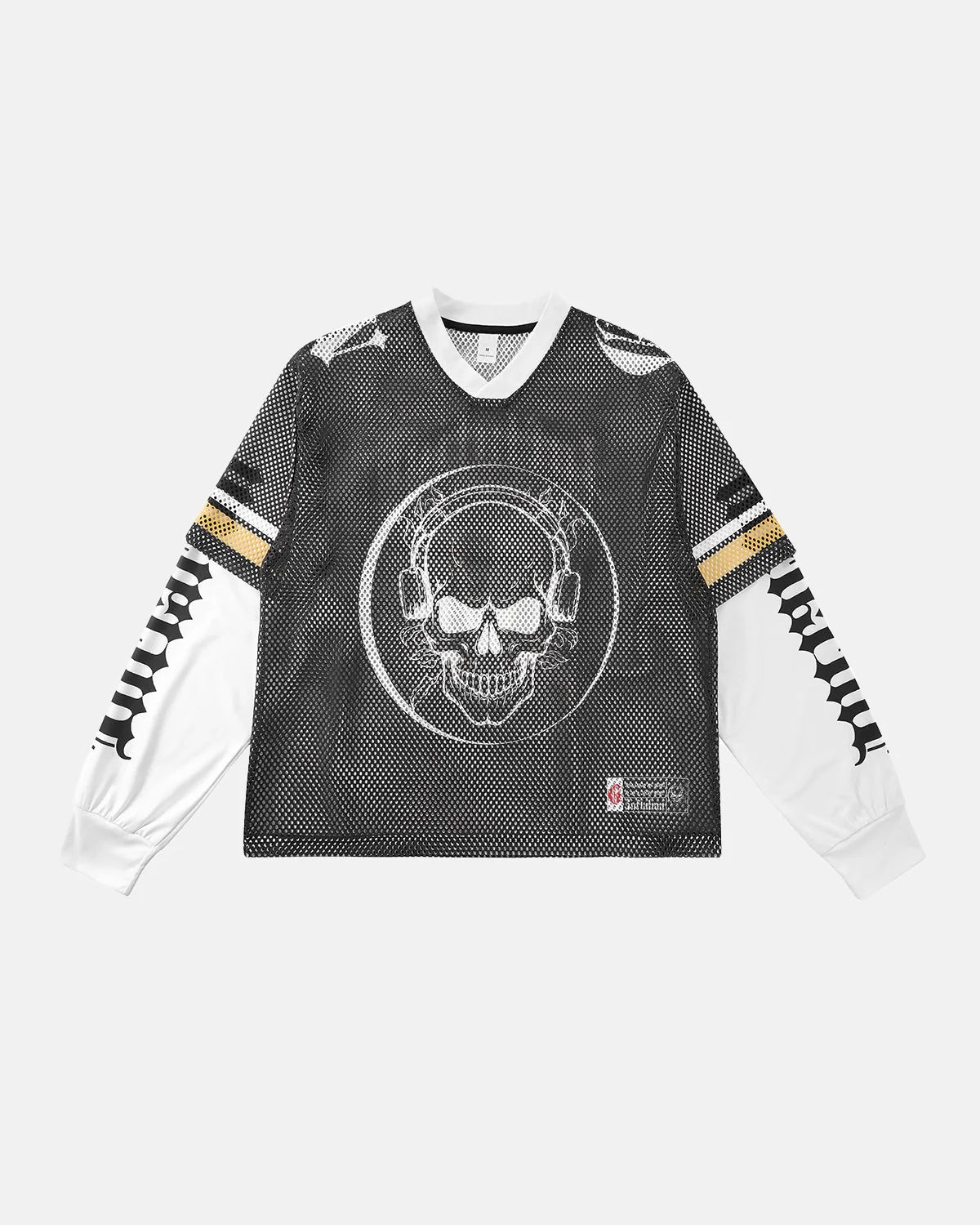 Omygoods Mesh Skeleton Print Long Sleeve Tee