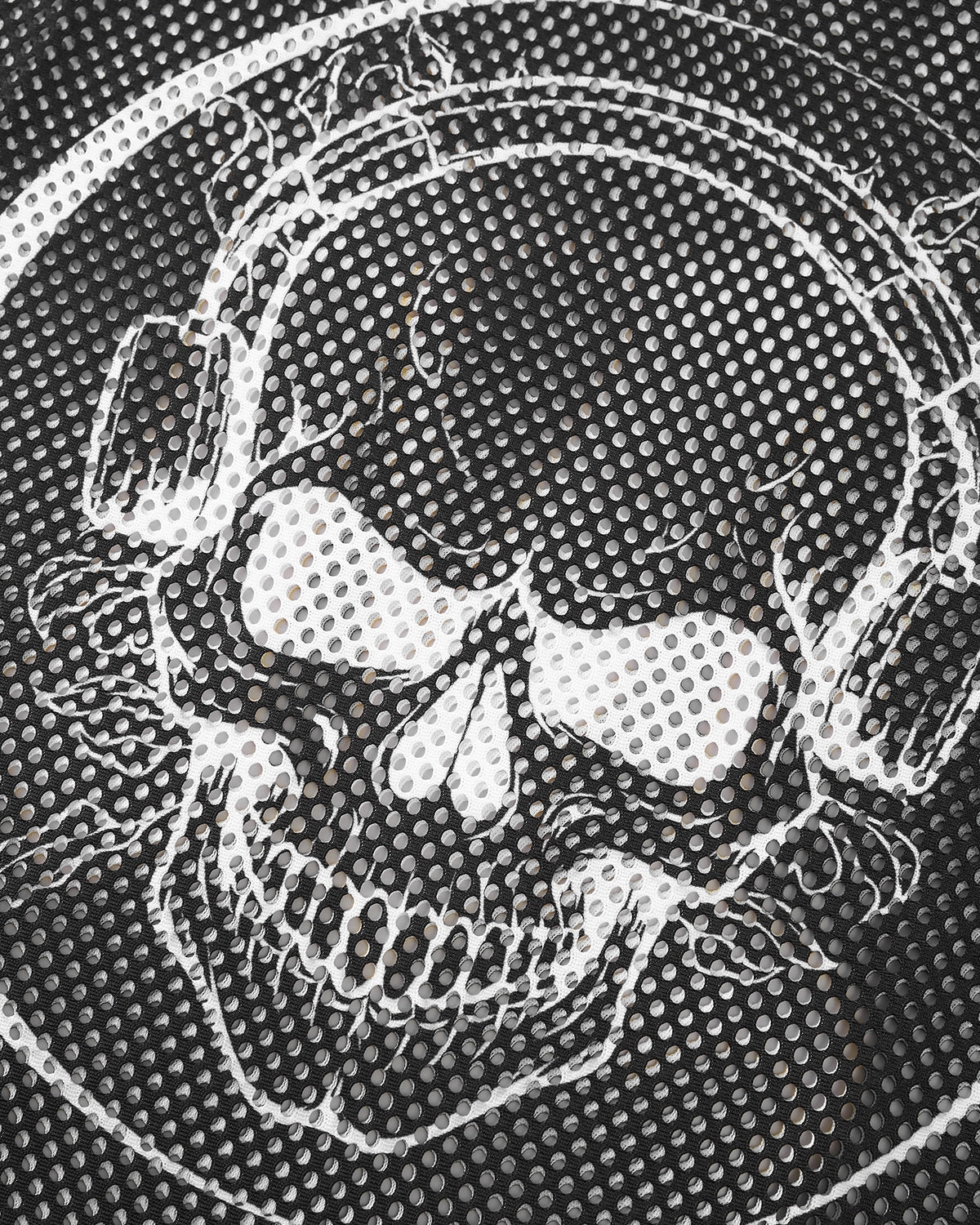 Omygoods Mesh Skeleton Print Long Sleeve Tee