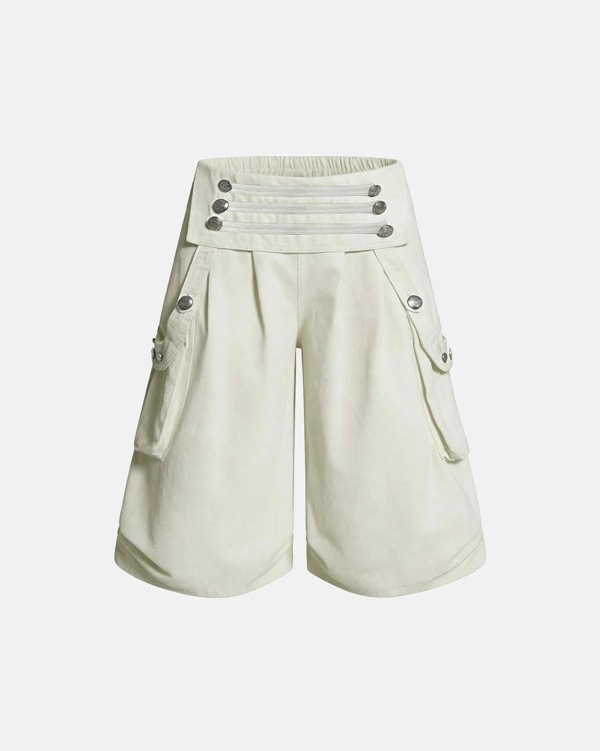 Omygoods Metal Button Longline Cargo Shorts