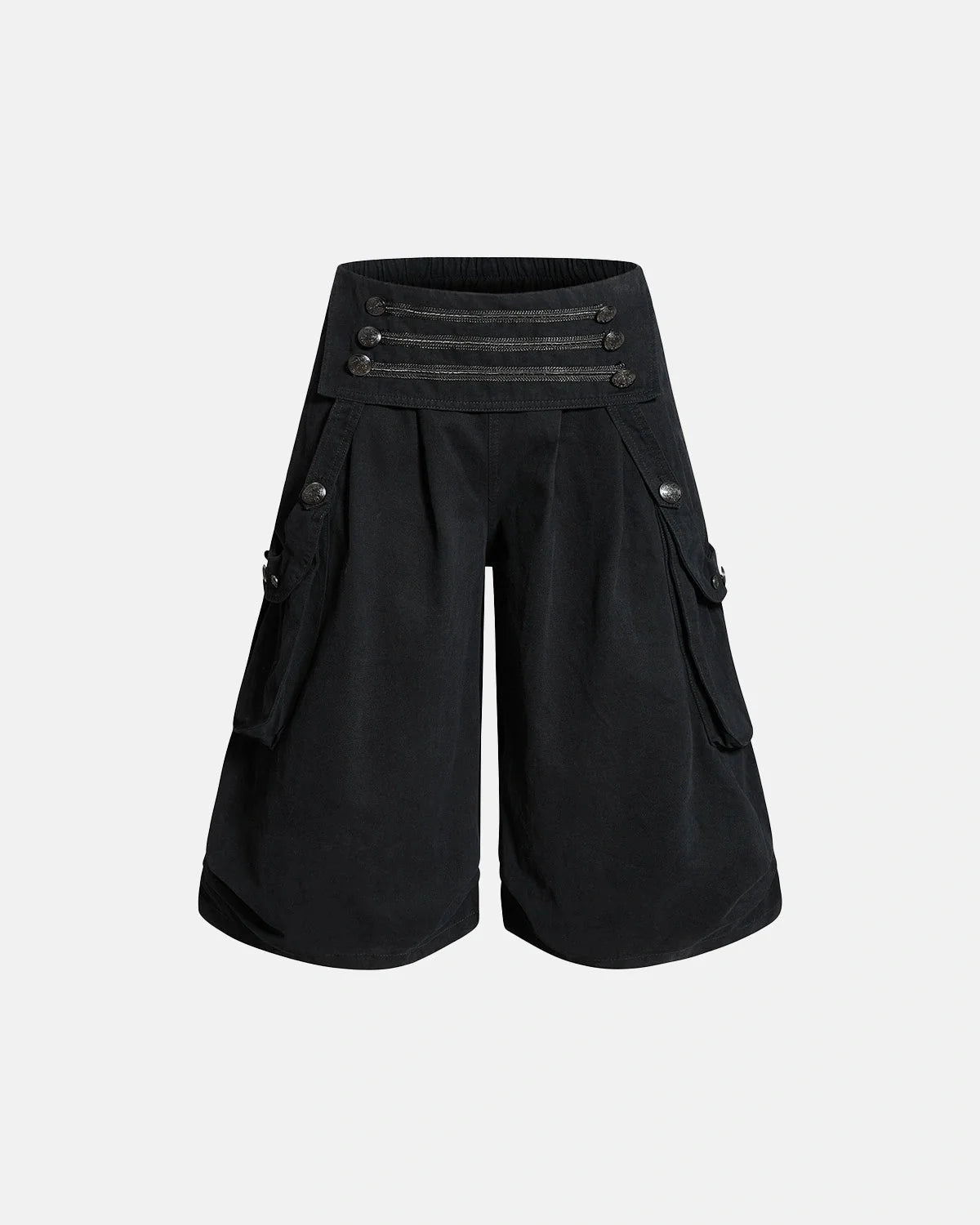 Omygoods Metal Button Longline Cargo Shorts