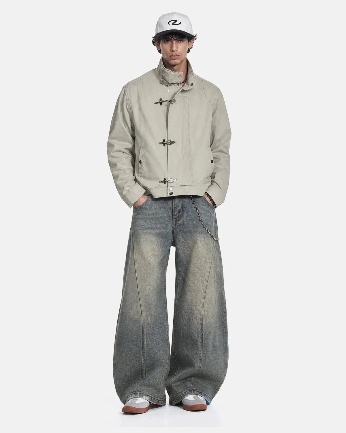 Omygoods Metal Clasp Boxy Workwear Jacket