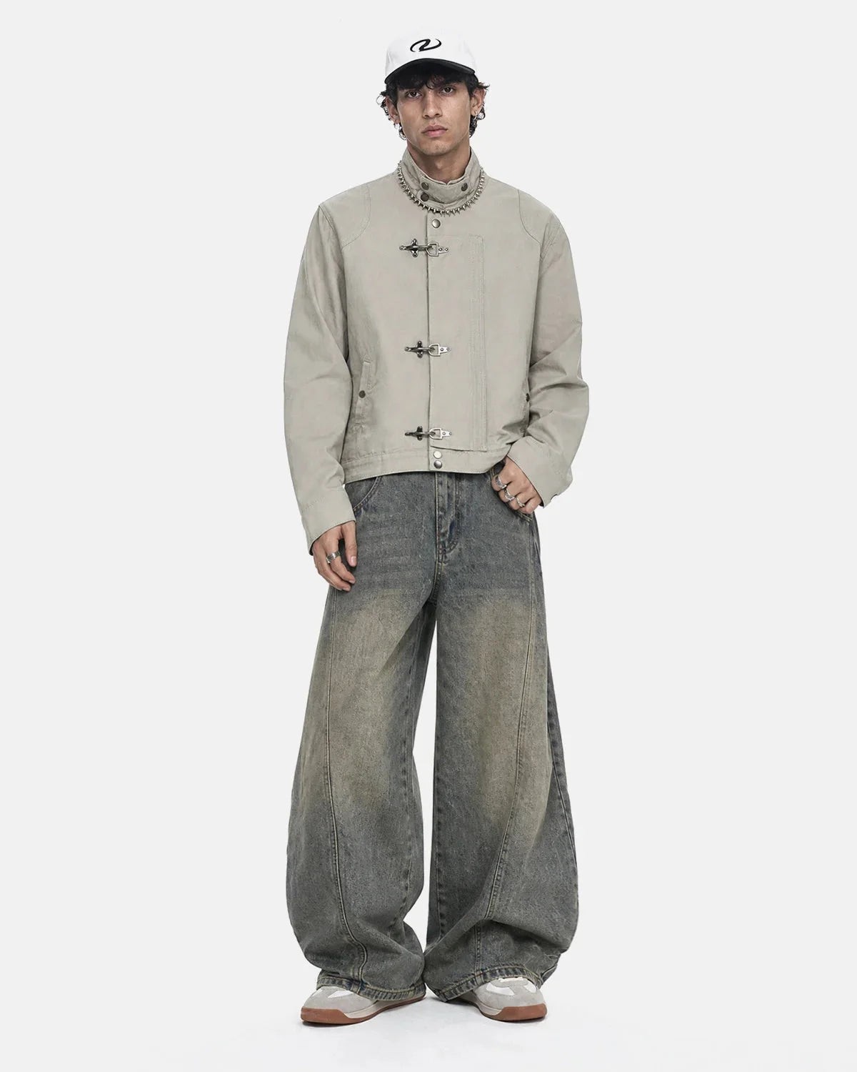 Omygoods Metal Clasp Boxy Workwear Jacket