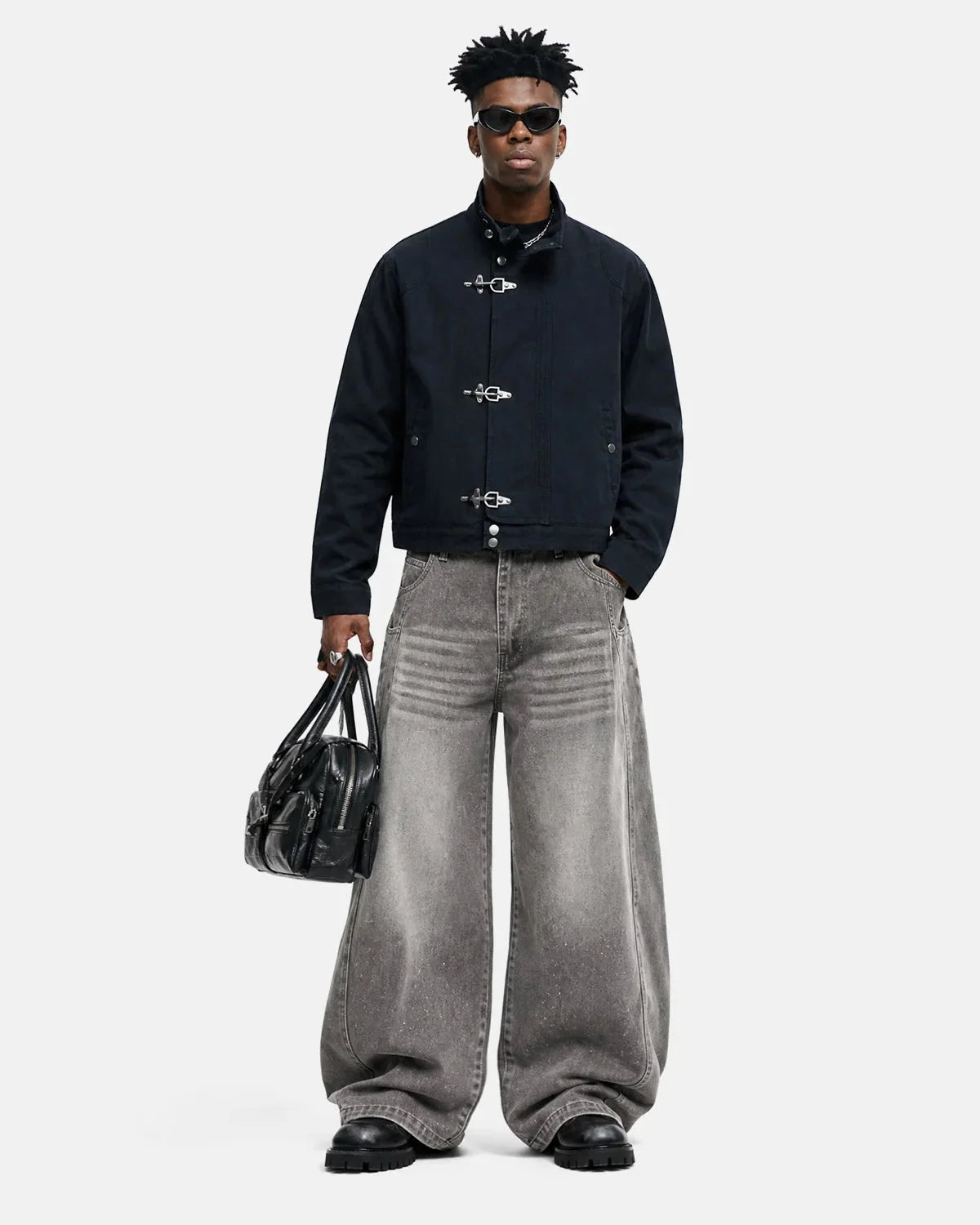 Omygoods Metal Clasp Boxy Workwear Jacket