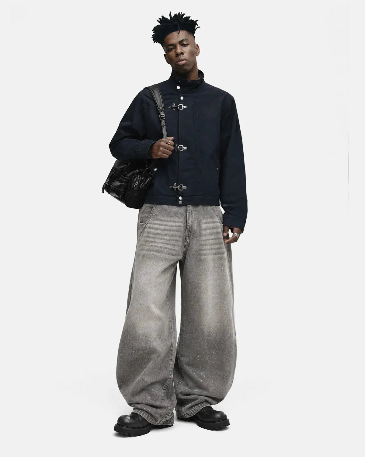Omygoods Metal Clasp Boxy Workwear Jacket