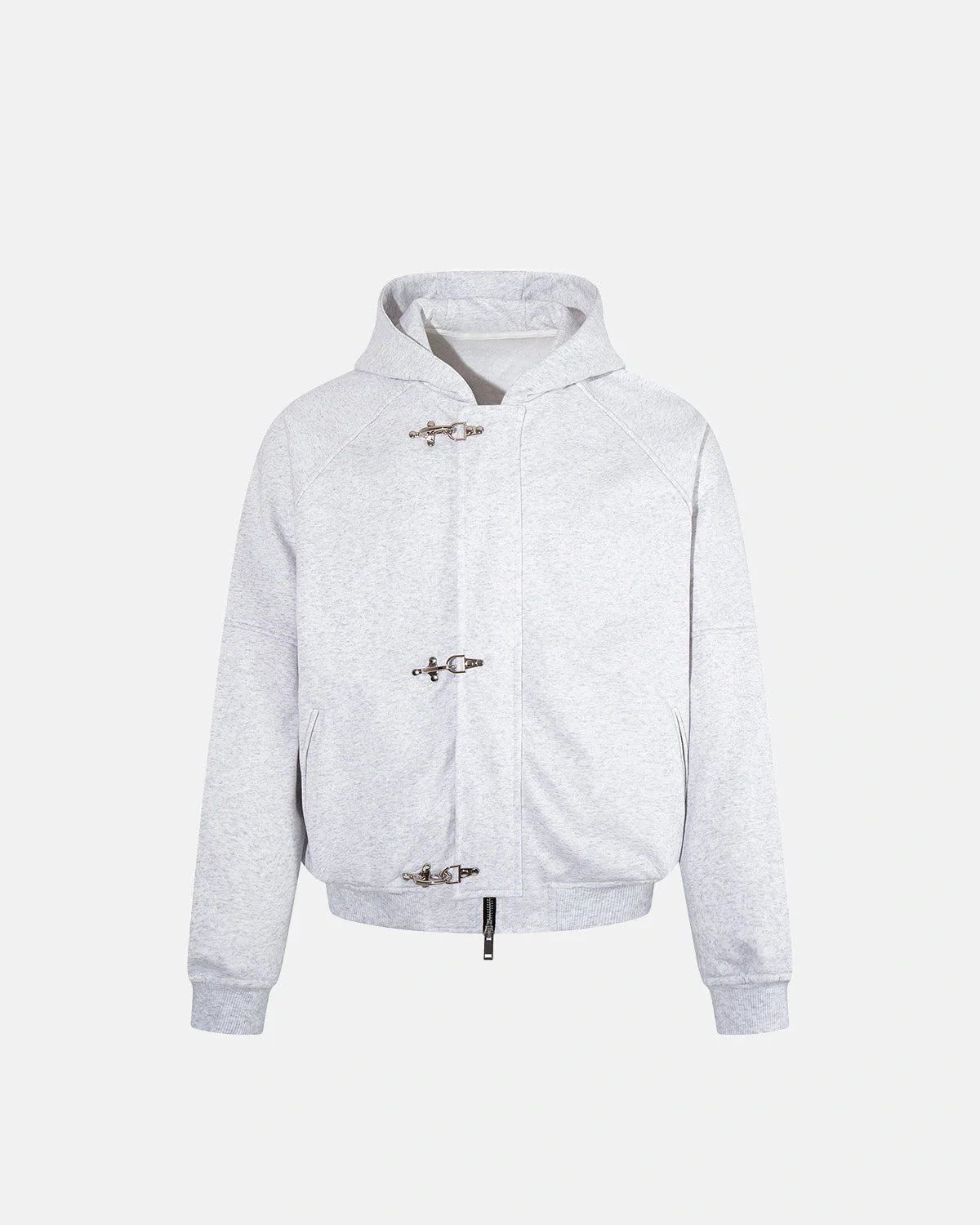 Omygoods Metal Clasp Boxy Zip Up Hoodie