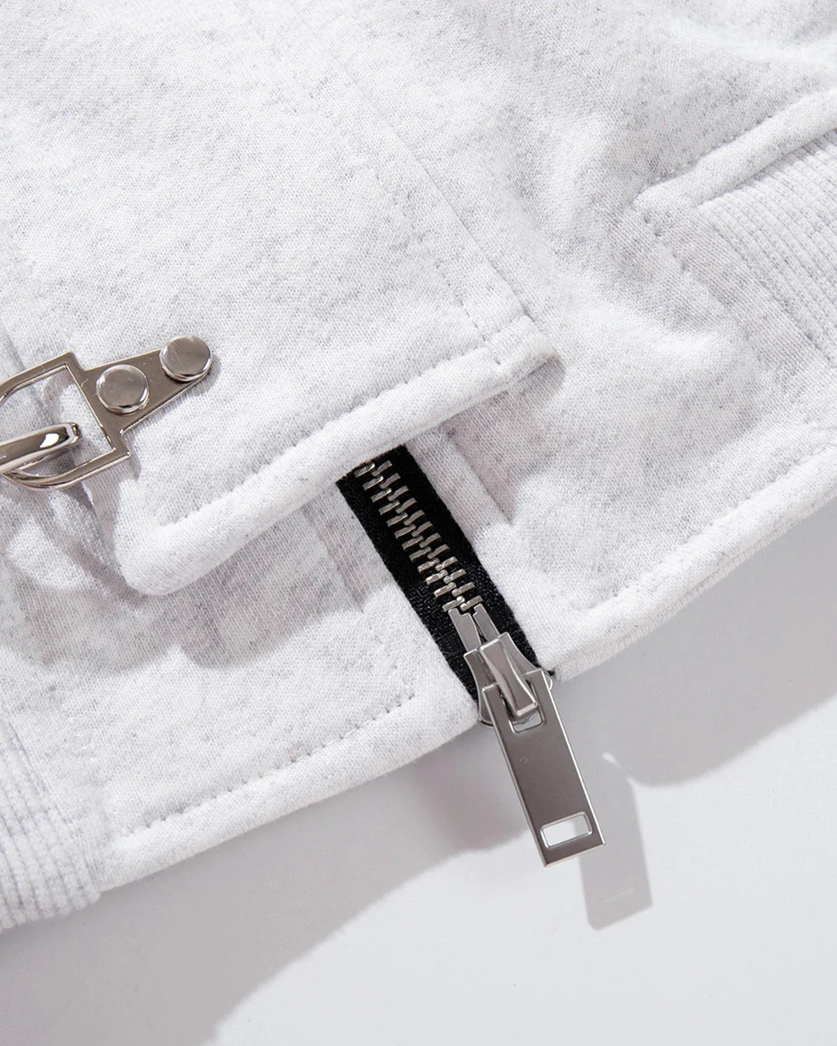 Omygoods Metal Clasp Boxy Zip Up Hoodie