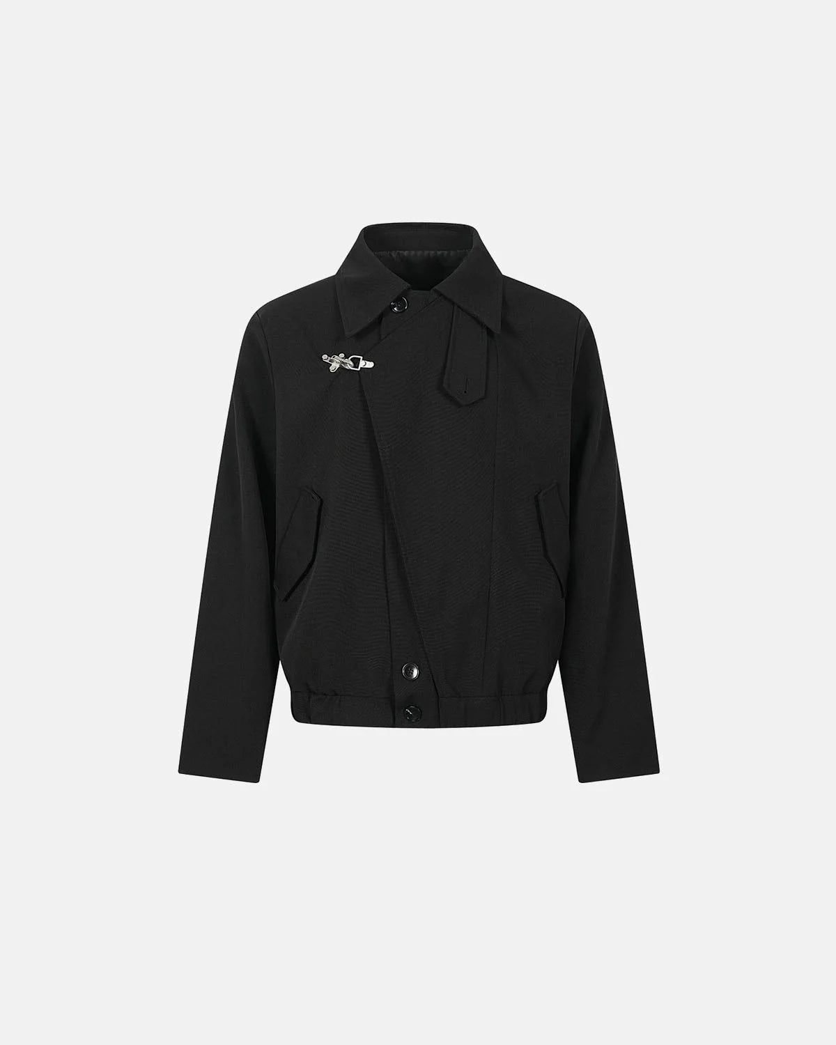 Omygoods Metal Clasp Boxy Zip Up Jacket