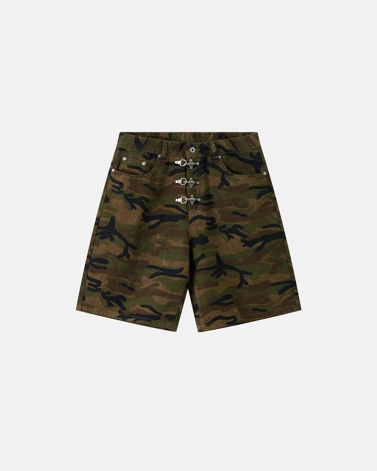Omygoods Metal Clasp Camo Shorts