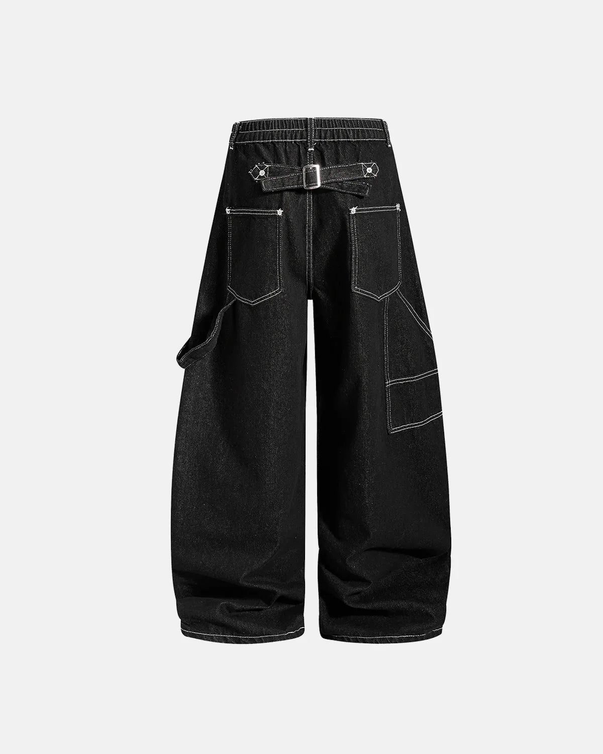 Omygoods Metal Clasp Contrast Stitch Baggy Jeans