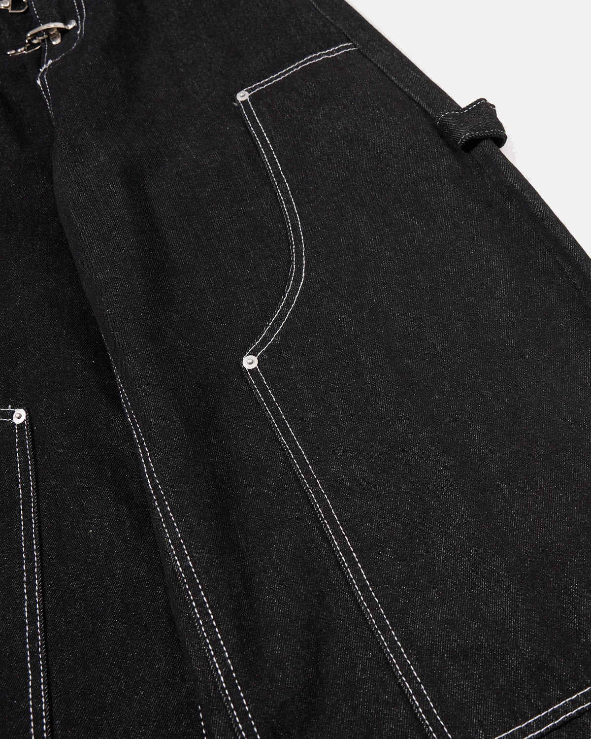 Omygoods Metal Clasp Contrast Stitch Baggy Jeans