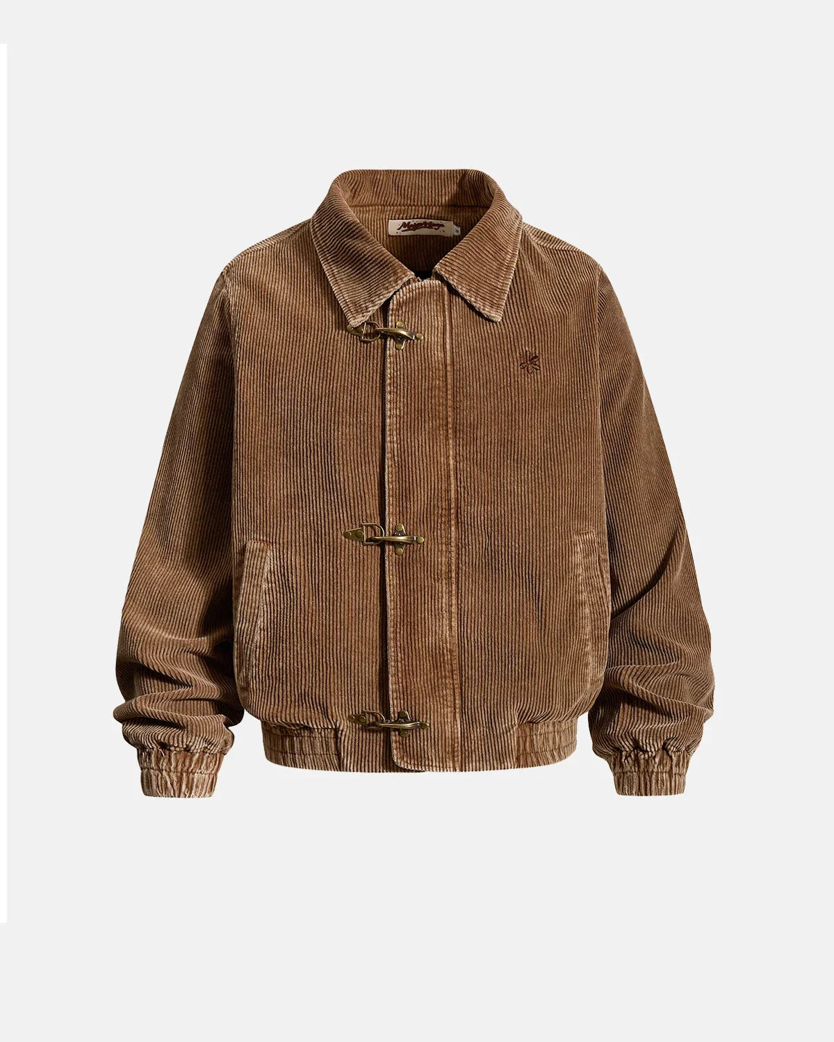 Omygoods Metal Clasp Corduroy Boxy Jacket