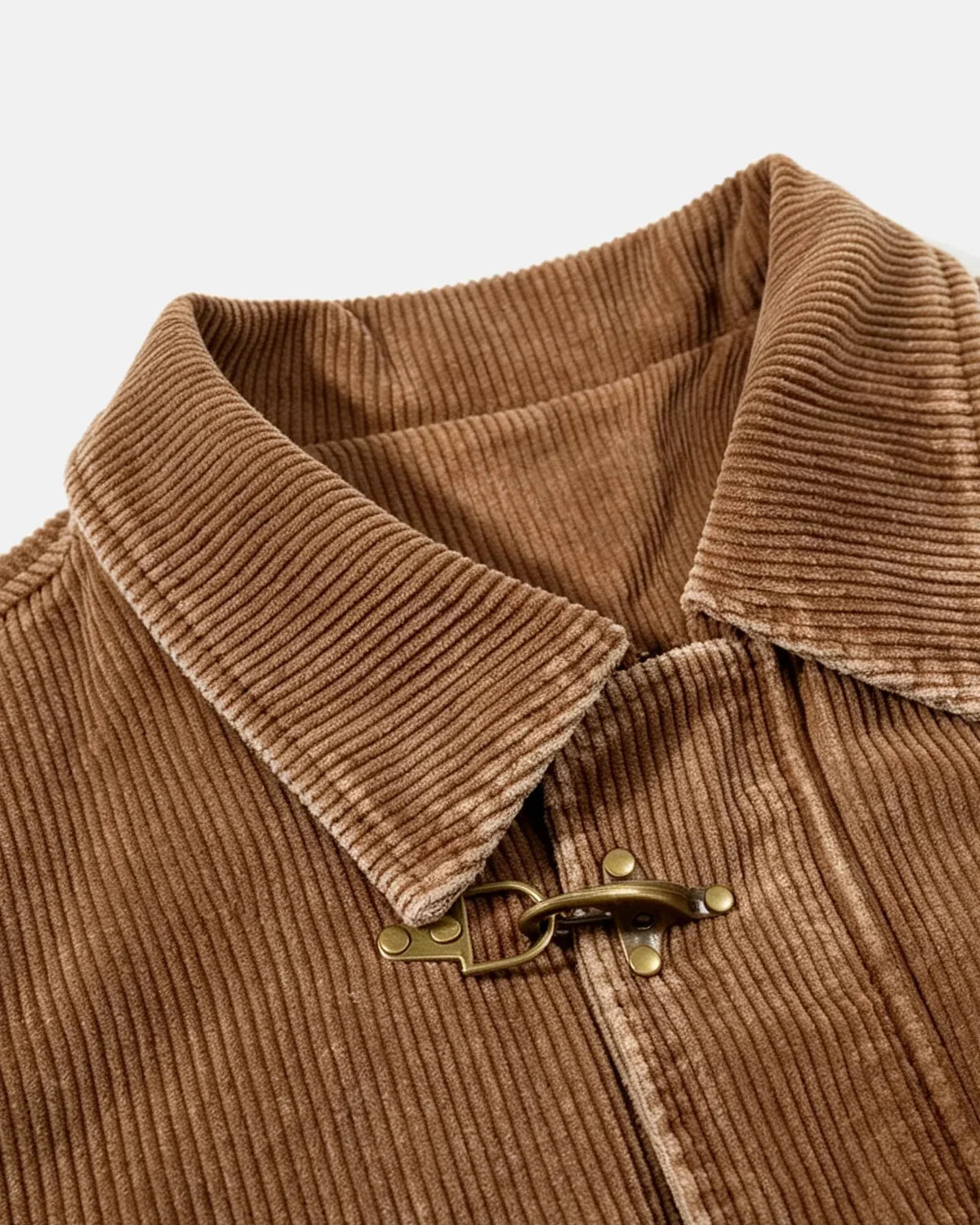 Omygoods Metal Clasp Corduroy Boxy Jacket