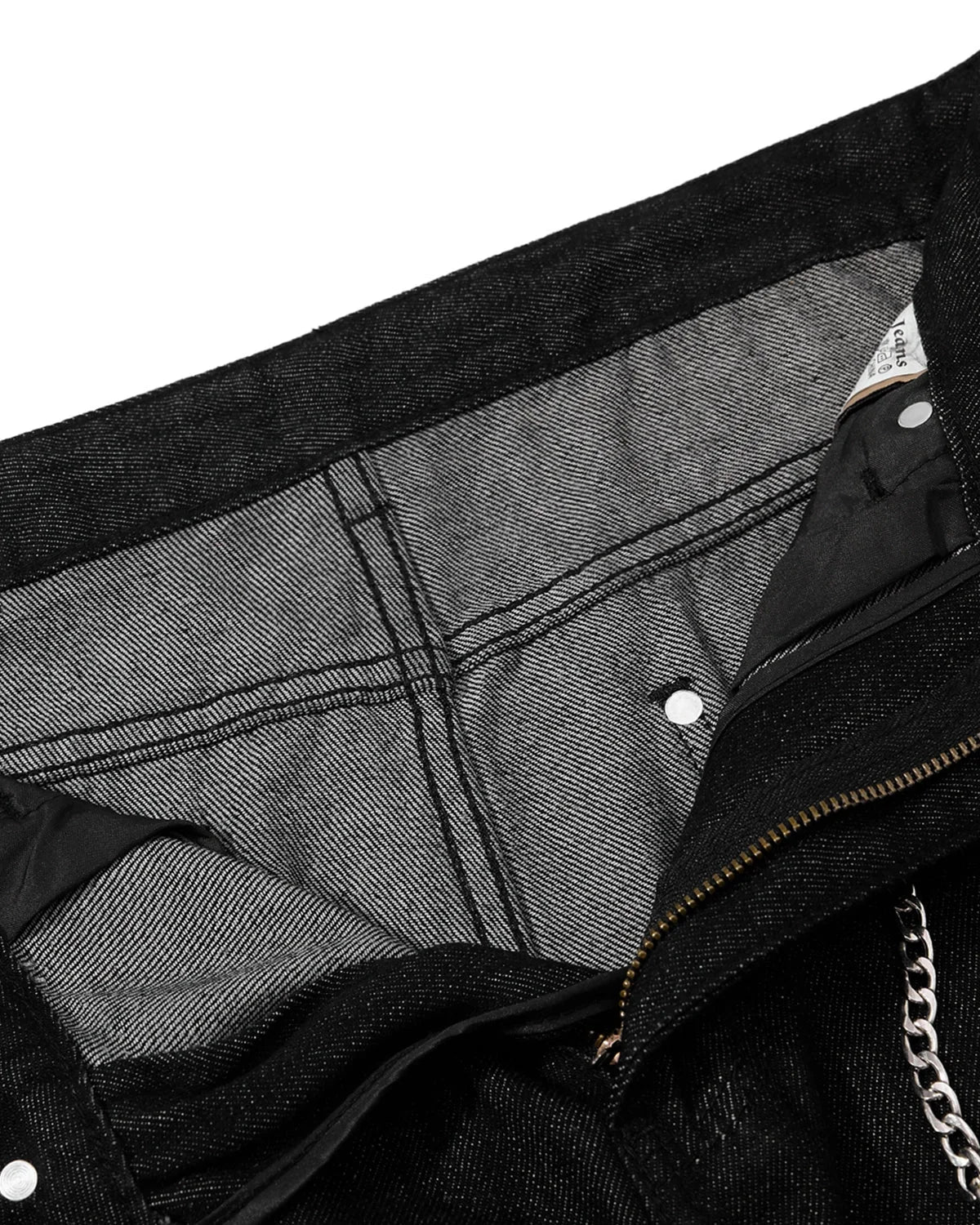 Omygoods Metal Eyelet Chain Barrel Jeans