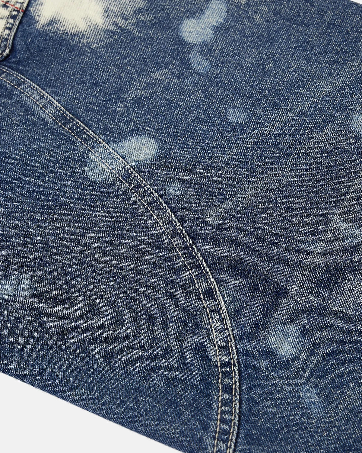 Omygoods Metal Eyelet Washed Barrel Jeans