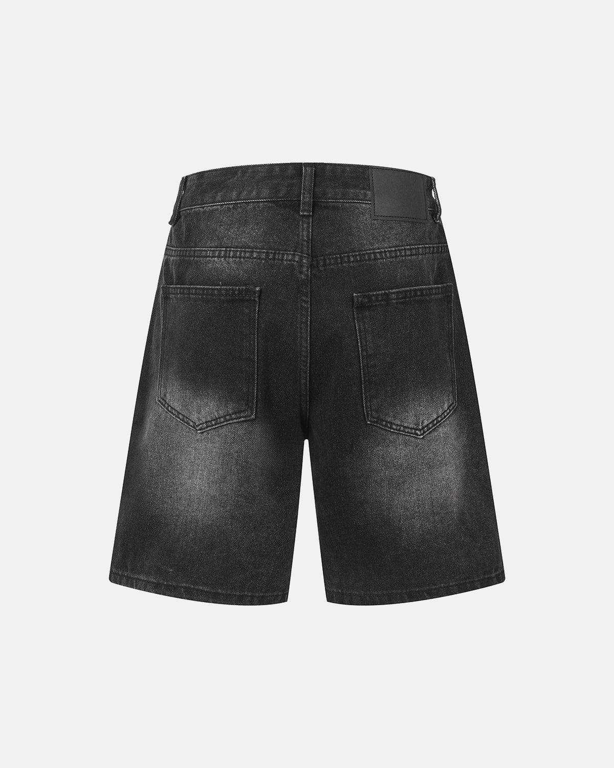 Omygoods Mid-Length Washed Denim Shorts