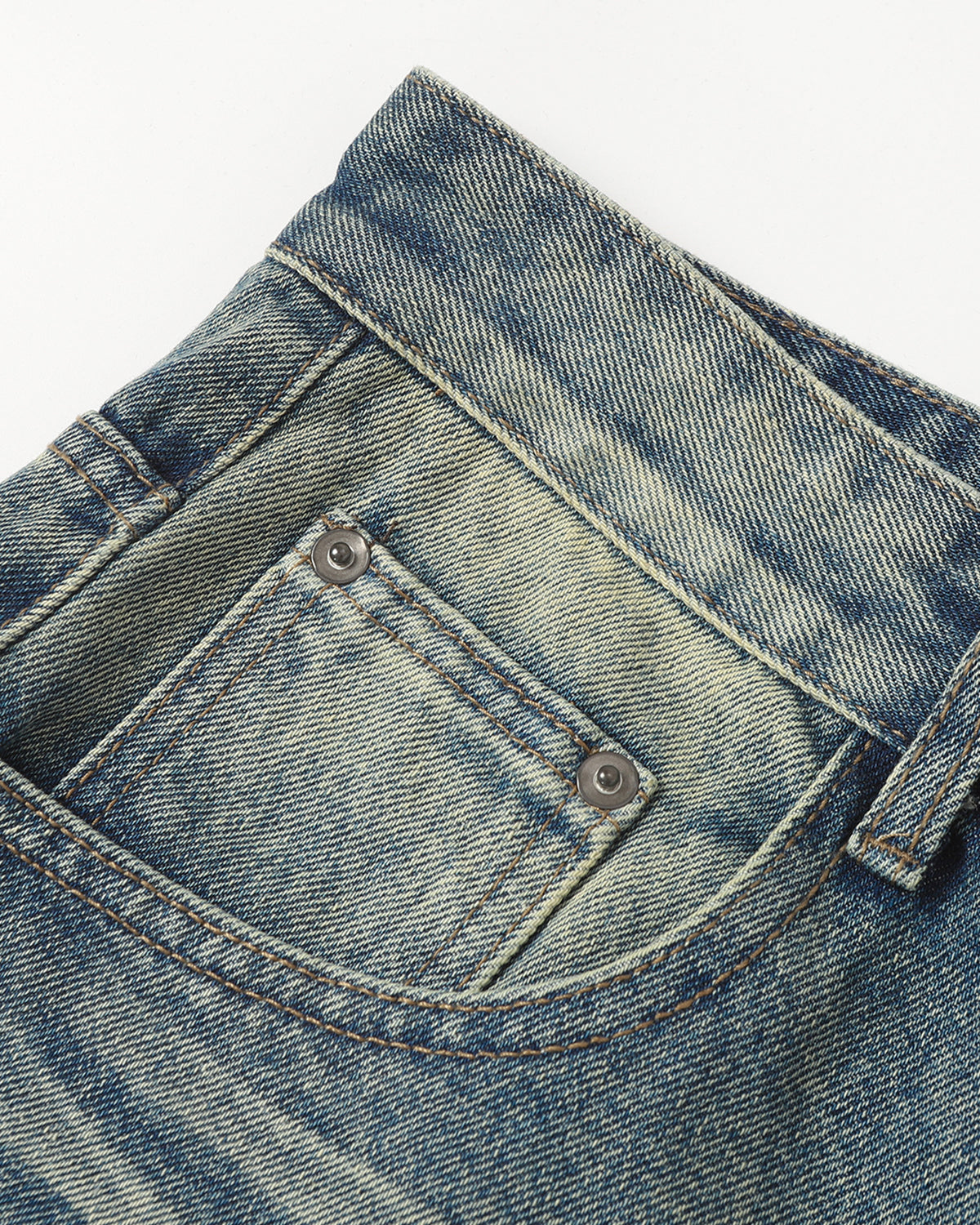 Omygoods Mid-Length Washed Denim Shorts
