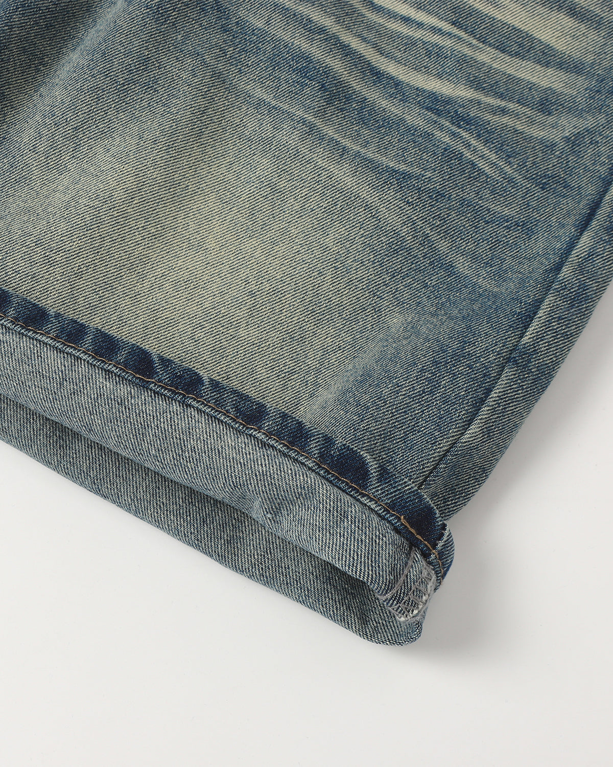 Omygoods Mid-Length Washed Denim Shorts