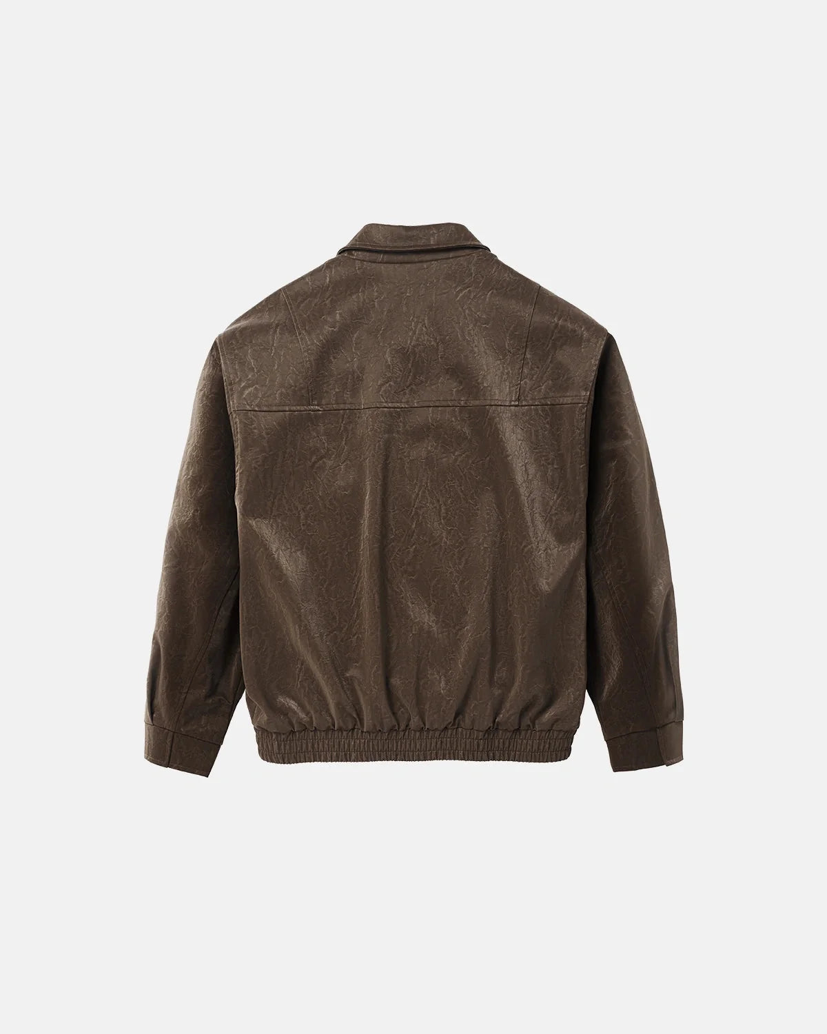 Omygoods Minimalist PU Leather Zip Up Jacket