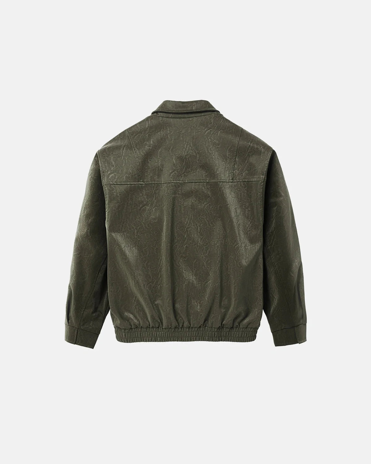 Omygoods Minimalist PU Leather Zip Up Jacket