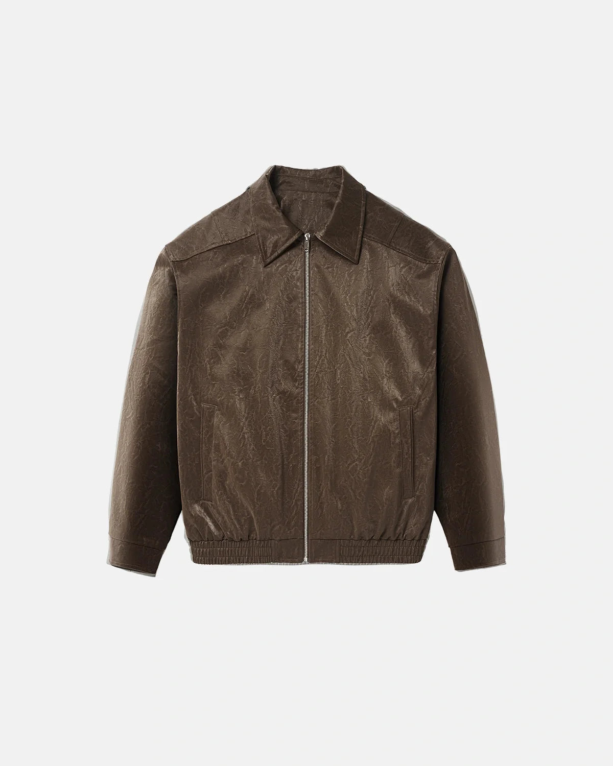 Omygoods Minimalist PU Leather Zip Up Jacket