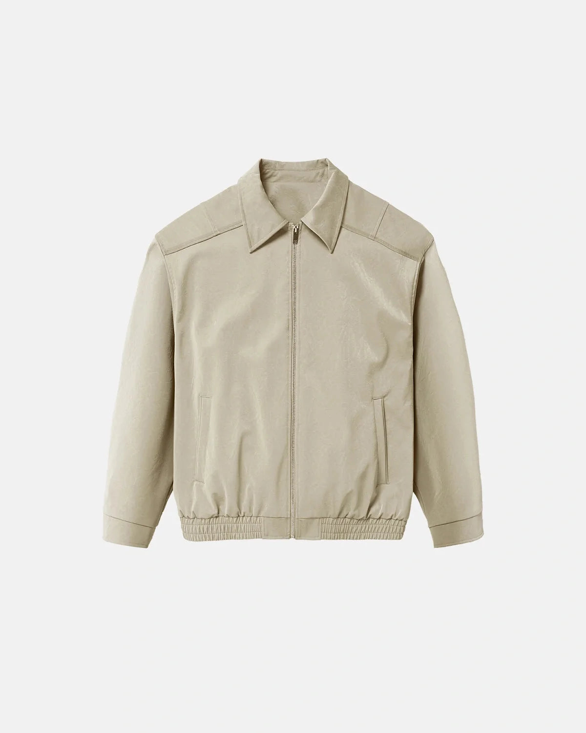Omygoods Minimalist PU Leather Zip Up Jacket