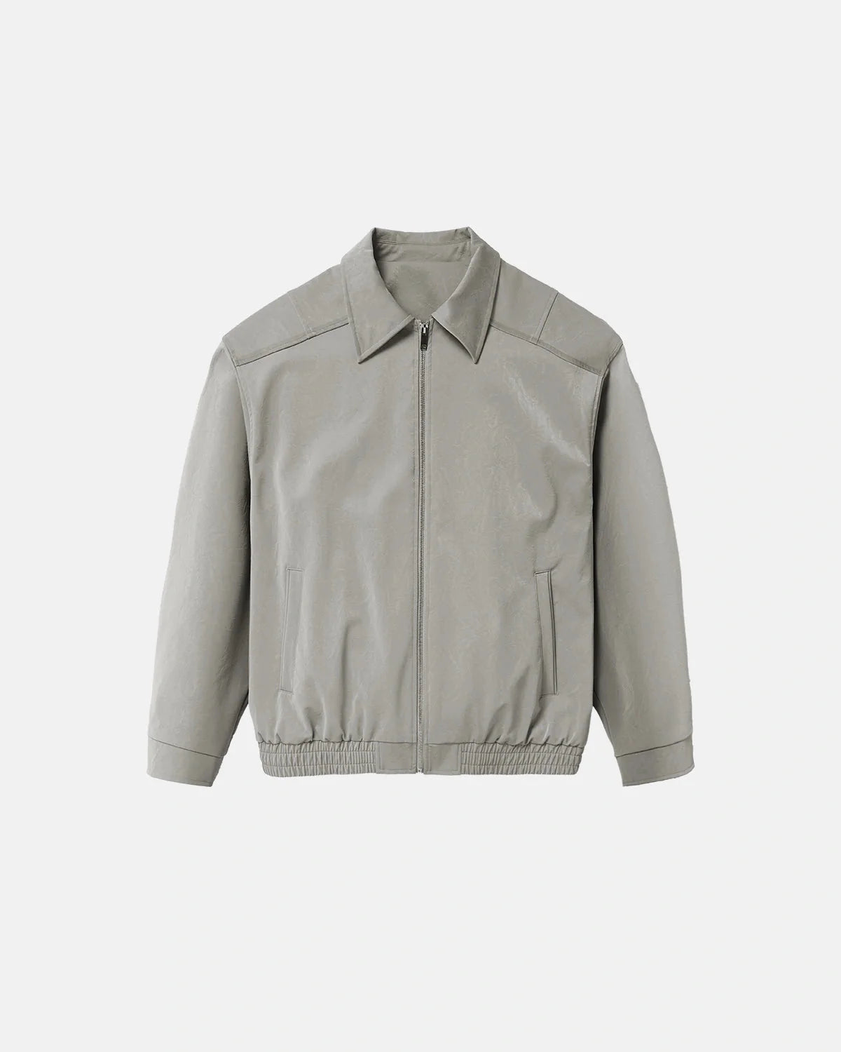 Omygoods Minimalist PU Leather Zip Up Jacket