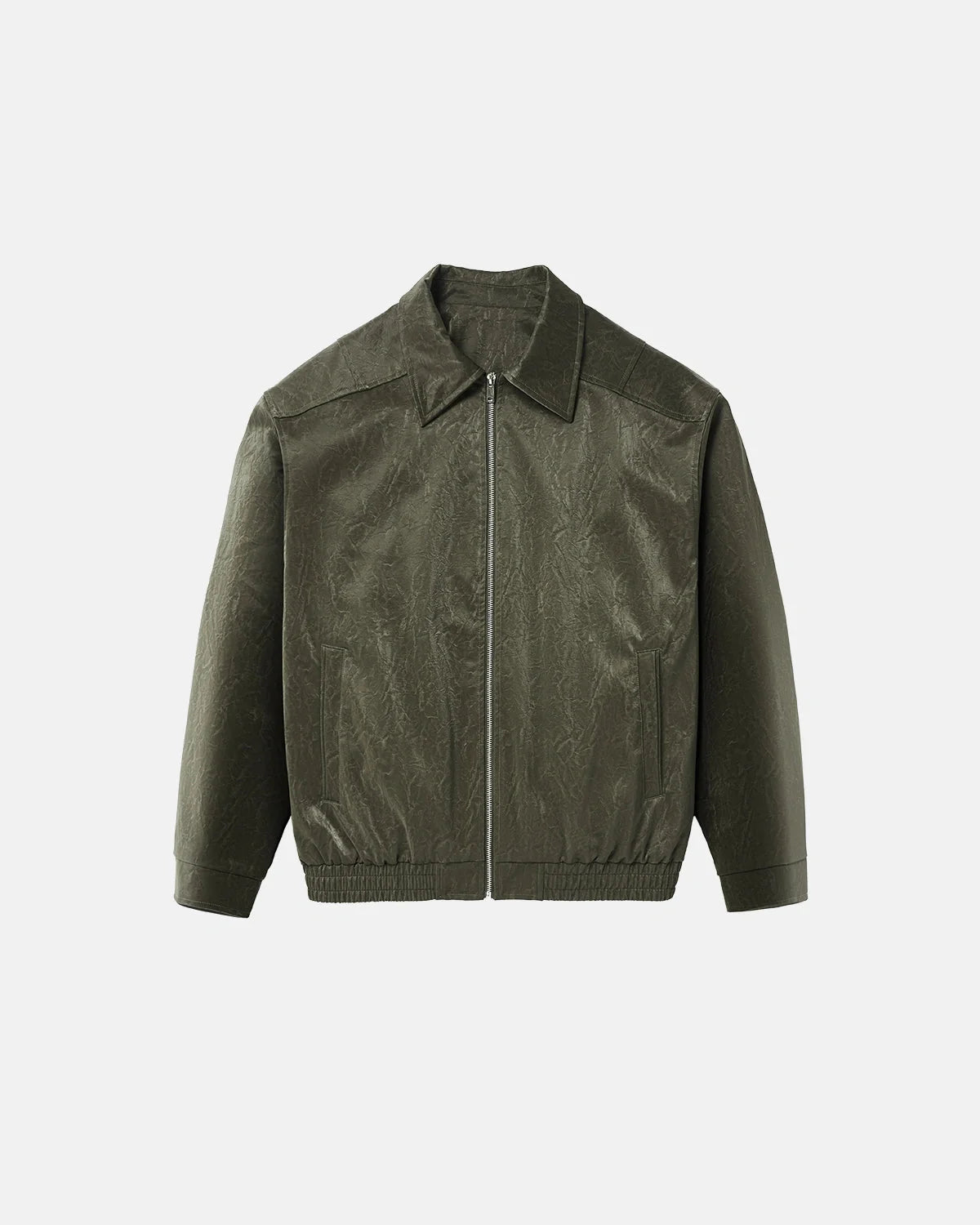 Omygoods Minimalist PU Leather Zip Up Jacket