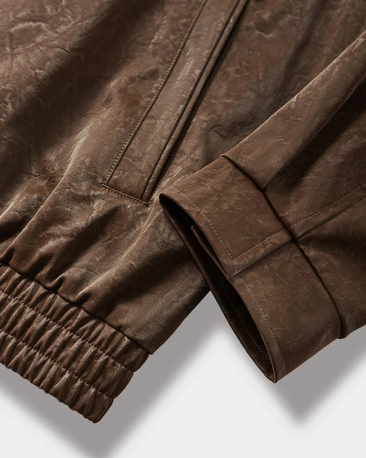 Omygoods Minimalist PU Leather Zip Up Jacket