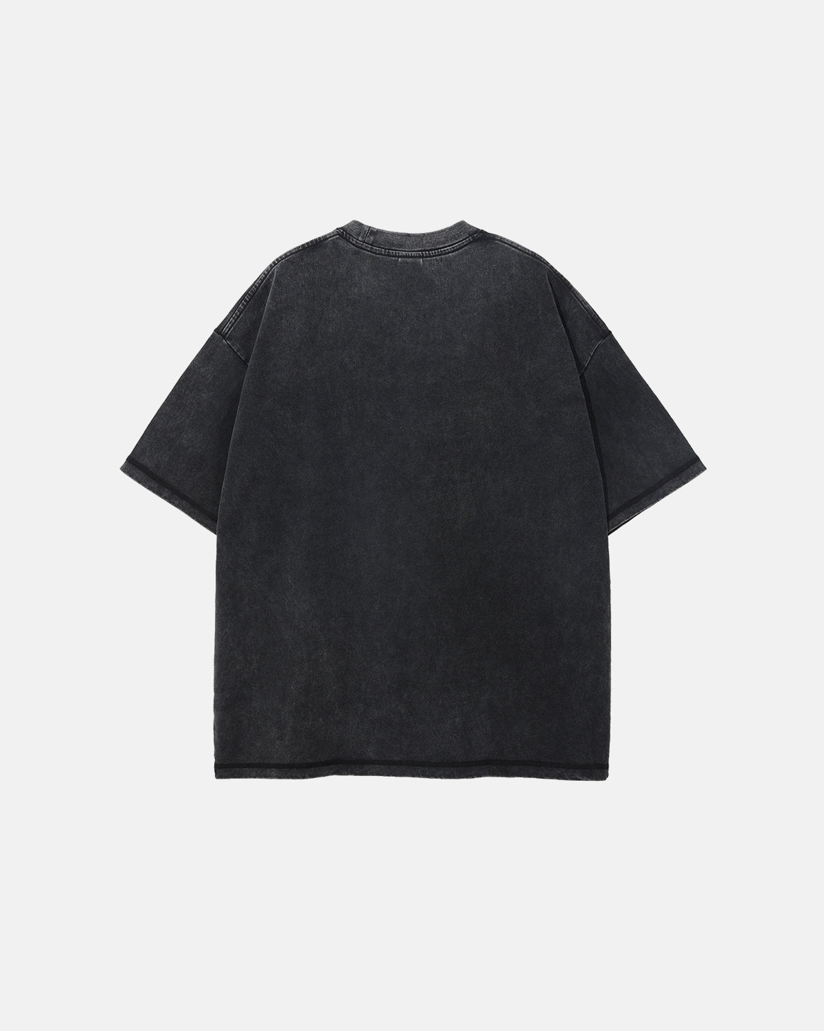 Omygoods Mock Neck Wax Washed T-Shirt