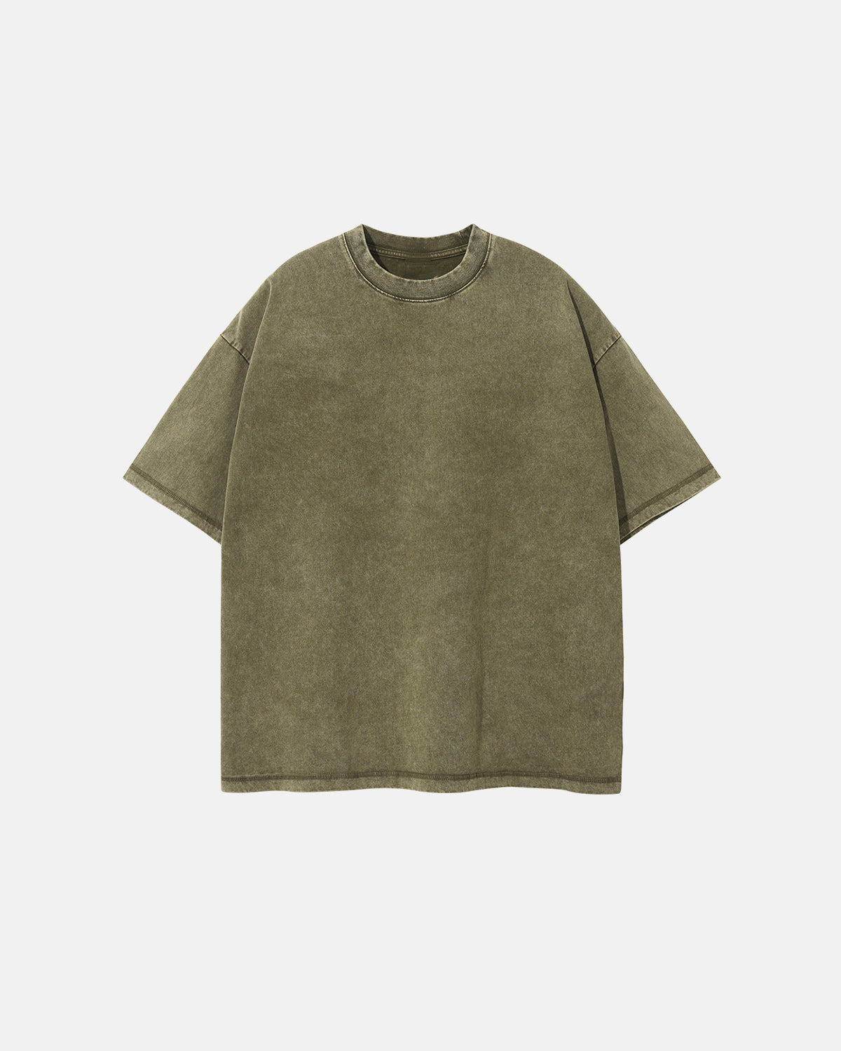 Omygoods Mock Neck Wax Washed T-Shirt