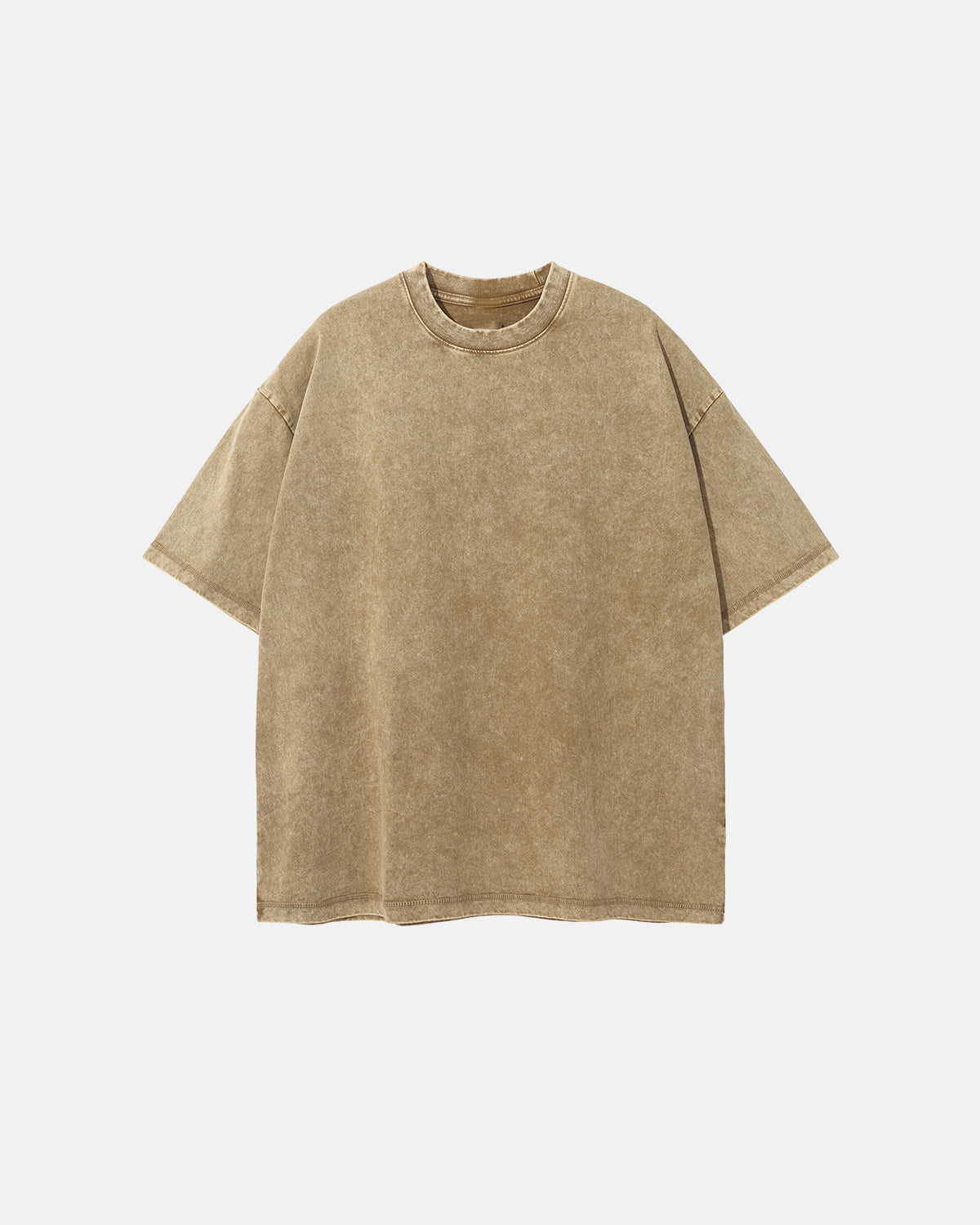 Omygoods Mock Neck Wax Washed T-Shirt