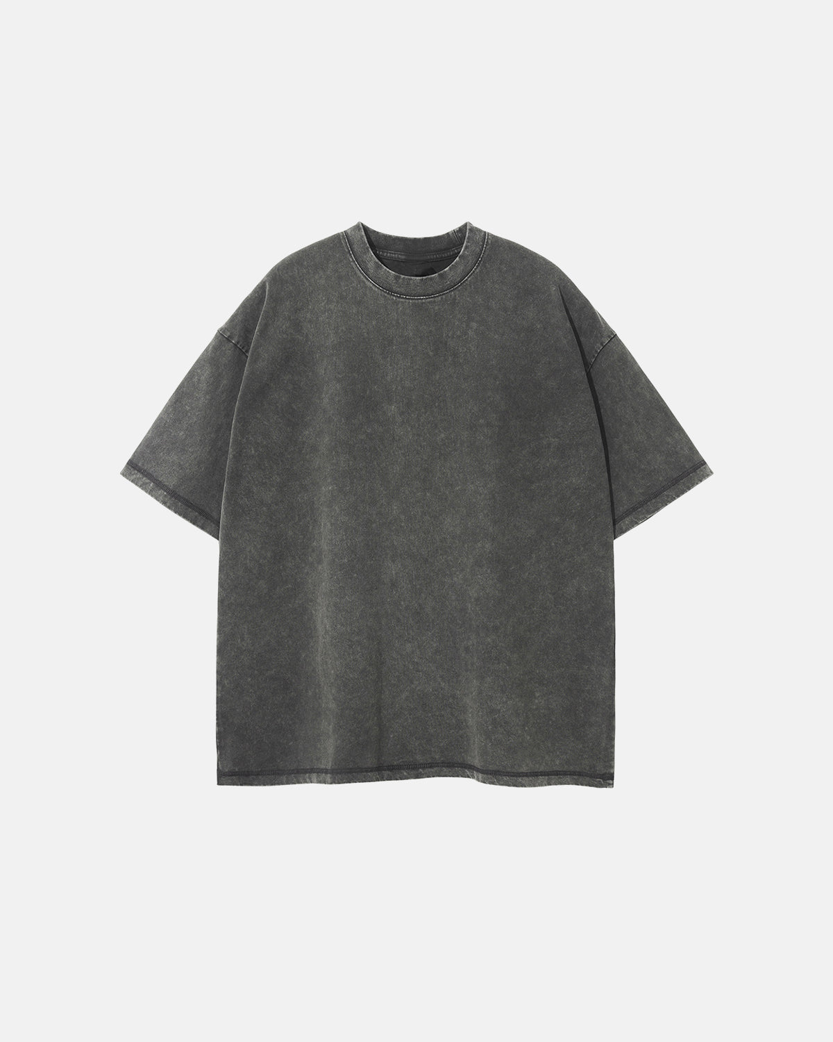 Omygoods Mock Neck Wax Washed T-Shirt